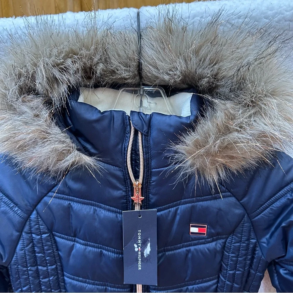 Girls Navy Tommy Hilfiger Winter Coat